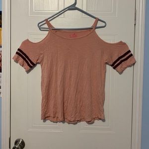 Pink open shoulder shirt